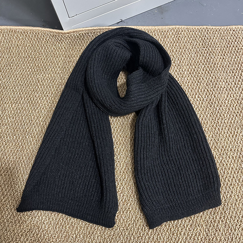 Picture of Korean Style Scarf 2024 Winter New Solid Color Internet Celebrity Female Couple Student All-match Knitted Thickened Warm Neck for Men