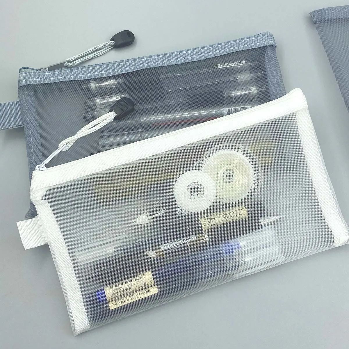 Picture of Transparent Mesh Pencil Bag Large Capacity Zipper Storage Bag Student Examination Portable Pencil Bag Stationery Bag Printable