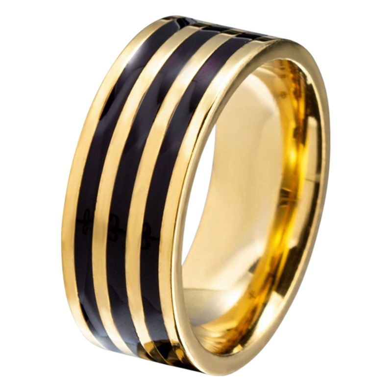 Cross-Border Supply Jewelry 8mm Wide Stainless Steel Men's Oil Drop Ring Simple Fashion Hand Jewelry Factory Jewelry Wholesale