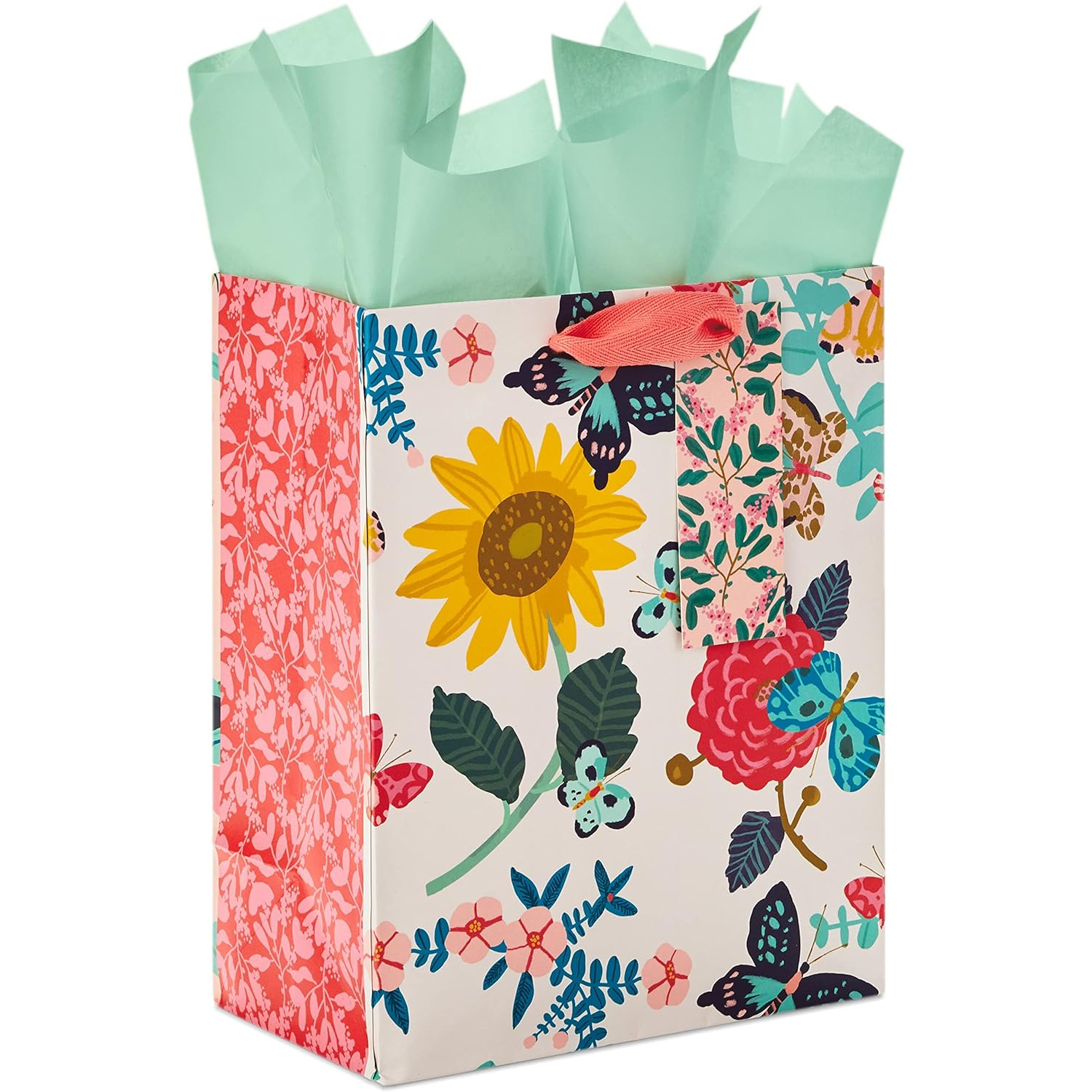 Amazon cute wind paper bright flowers gift paper bag day party shopping gift paper bag jewelry tote bag