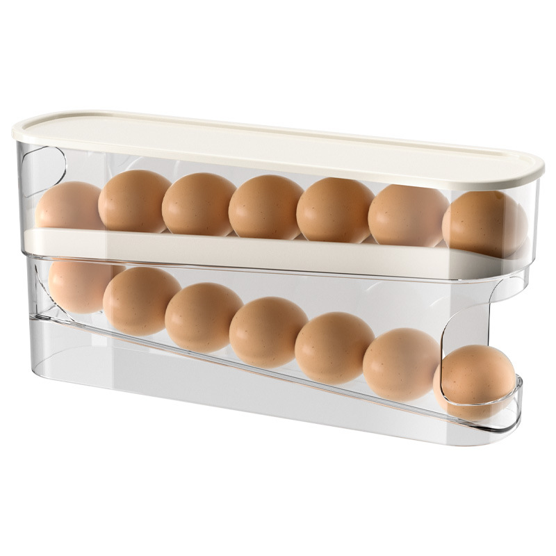 Picture of Household Slide Egg Box Refrigerator Side Door Special Automatic Egg Roller Kitchen Countertop Anti-drop Egg Storage Box