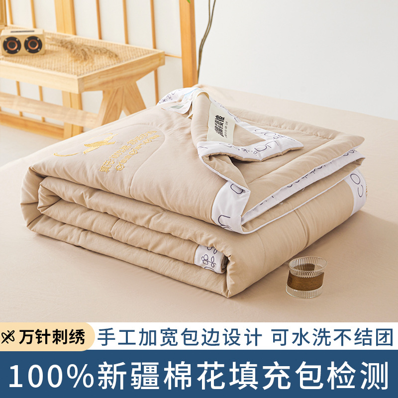 Picture of Class a Unprinted Style Cotton Quilt Pure Cotton Air-Conditioning Quilt Washable Student Summer Quilt Summer Cool Quilt Gift Thin Quilt
