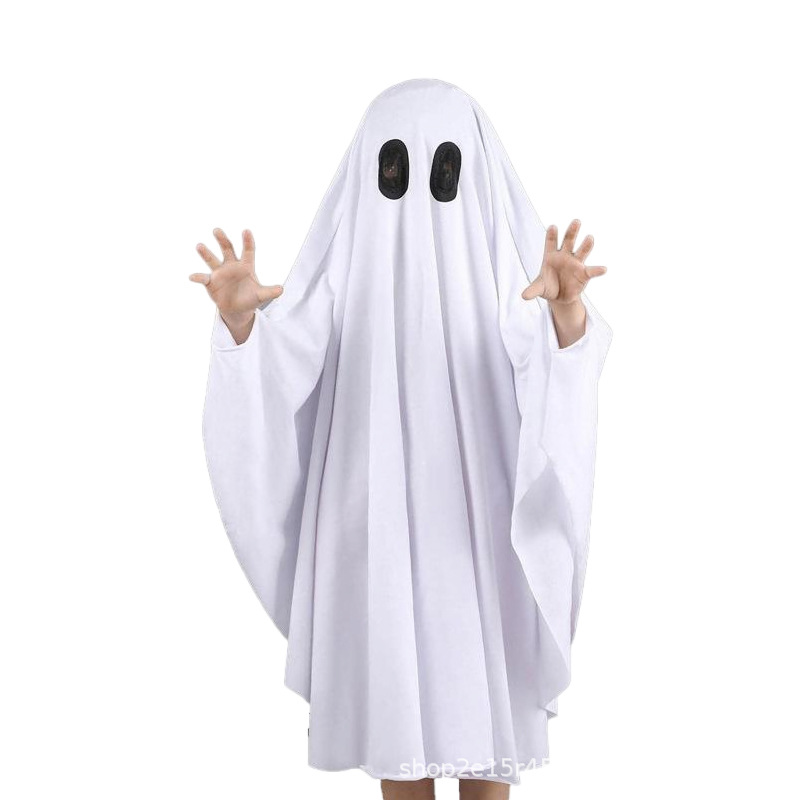 Cross-border new children's adult white ghost pullover cape, Halloween cosplay Ghost Festival themed party costume