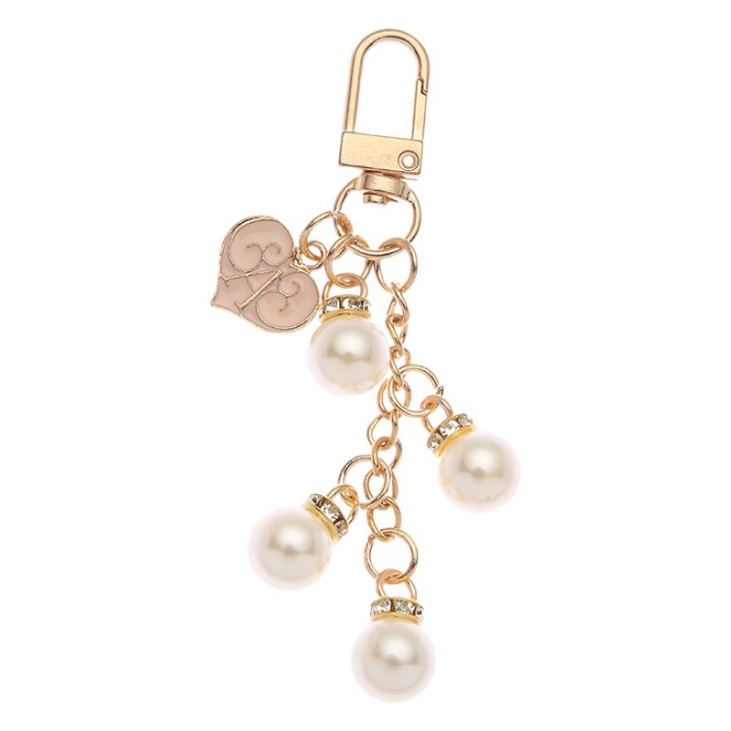 ins Crystal Pearl keychain wholesale peach heart mobile phone chain Love bag ornaments Creative Car pendant gift