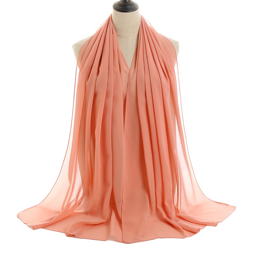 Summer Breathable Pearl Chiffon Bubble Scarf Gauze Scarf Long Scarf Pure Color Malaysian Women's Scarf Bag Headscarf Fresh