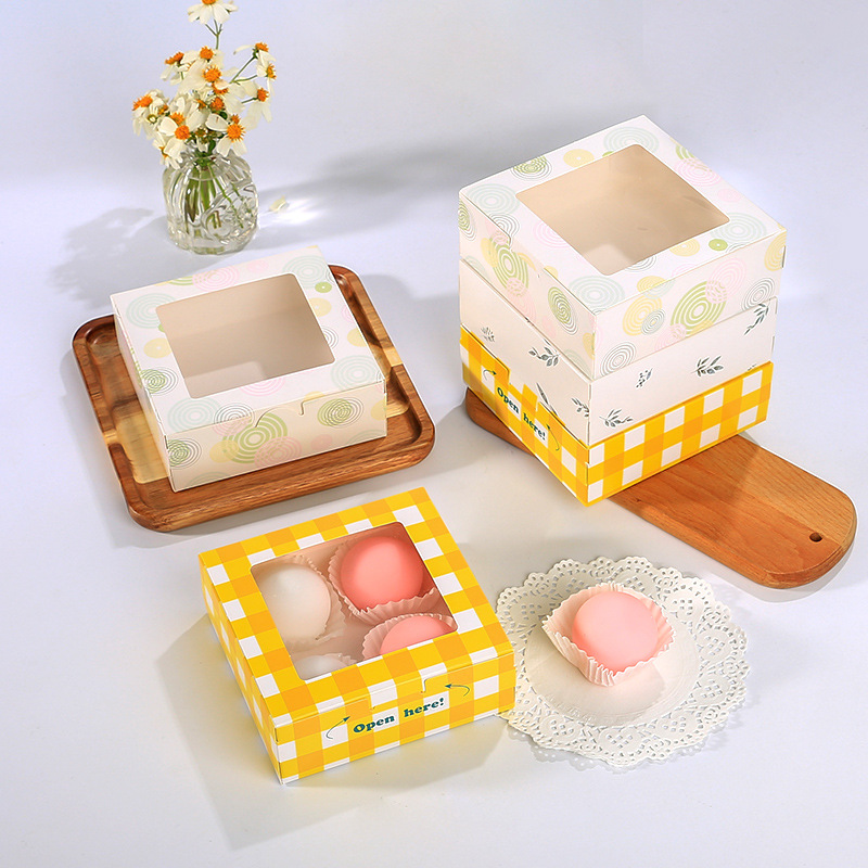 Snow Mei Niang Egg Yolk Crispy Window 2 Pieces 4 Pieces 6 Pieces 8 Pieces 63-80g Green Dumpling Egg Tart Packaging Box