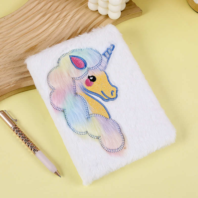 Picture of Cross-border Unicorn Plush Notebook Student Girly Diary Embroidery Handbook School Rewards Stationery Supplies