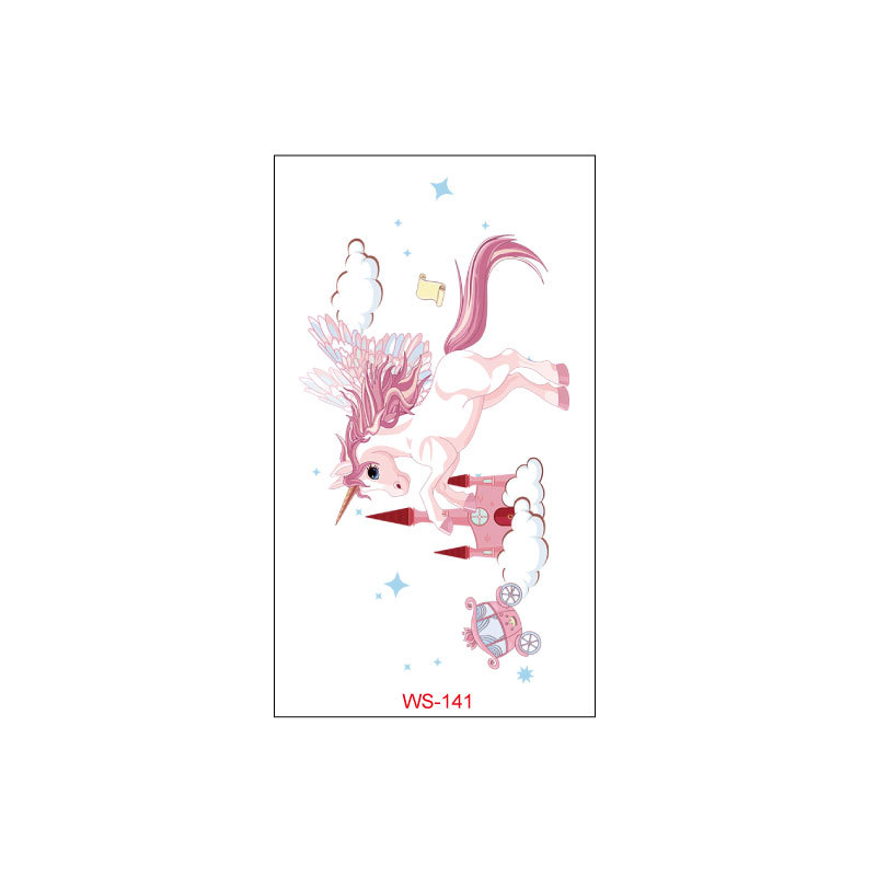 Picture of Unicorn Tattoo Sticker Original Children's Cute Cartoon Doll Birthday Rainbow Little Pegasus Waterproof Temporary Sticker