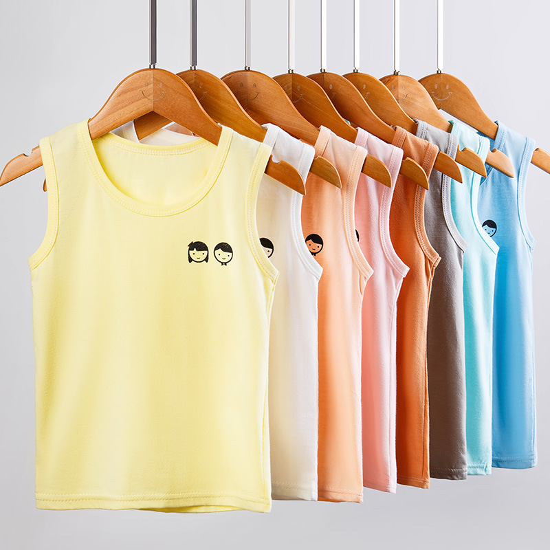 New Children's I-shaped Vest Cotton Casual Base Shirt Sweat-absorbent Solid Color Children's Multi-color Vest for Summer