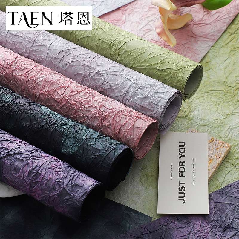 New Colorful Stone Paper Ink Floating Dye Texture Pleated Paper Flower Wrapping Paper Advanced Wrapping Paper Material