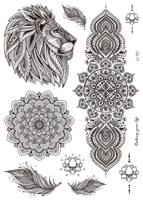 Picture of Cross-border Black Tattoo Sticker Retro Hand Pattern Tattoo Sticker Mandala Flower Collarbone Temporary Tattoo Sticker