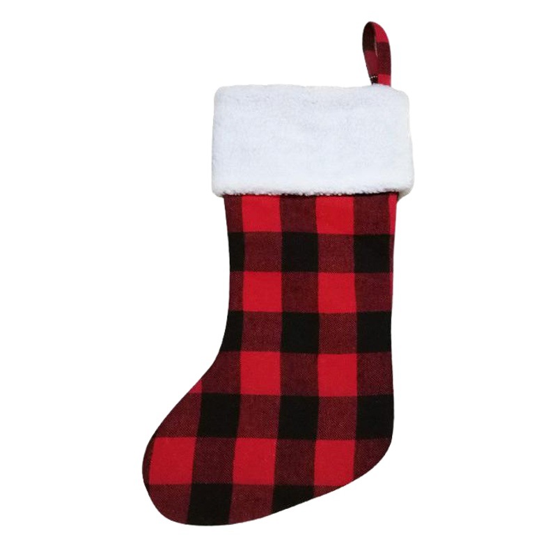 Christmas gift bag Christmas door hanging decoration Plaid Christmas socks gift bag spot wholesale