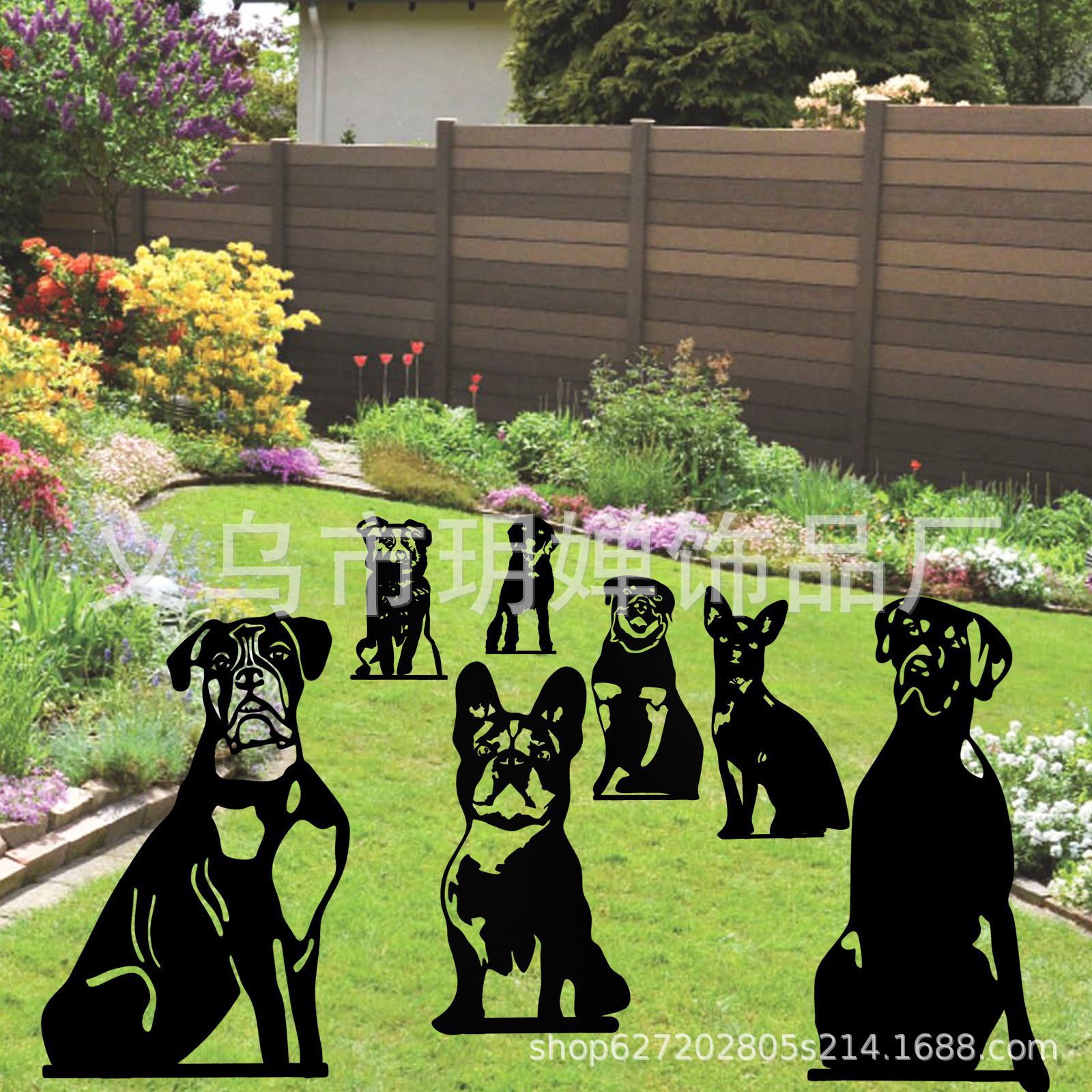 Cross-border foreign trade Garden outdoor courtyard metal silhouette animal puppy decorative crafts wholesale