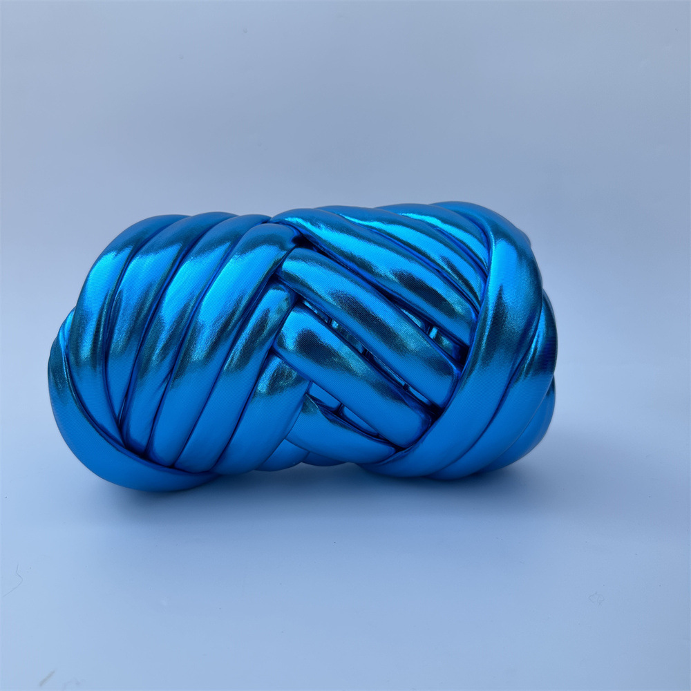 Picture of New Metal Thread Shiny Leather Material Iceland DIY Bag Handmade Woven Fabric Strips Pillow Cat Bed Filling Yarn