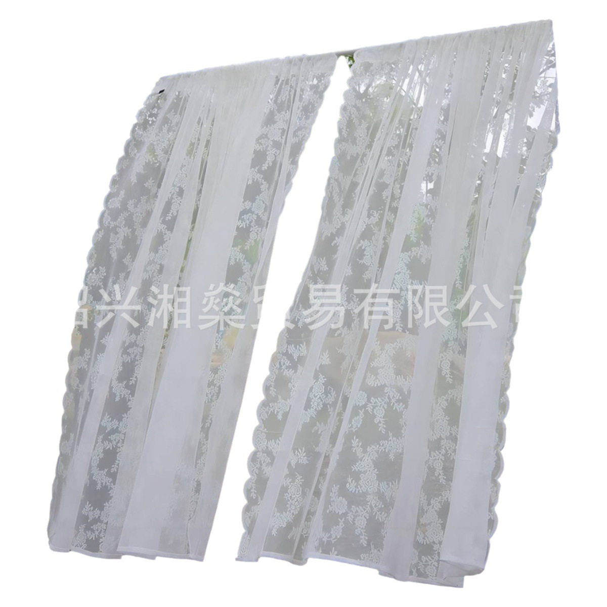 Cross-border Amazon European and American Home Lace Curtain Pastoral White German Curtain Bedroom Living Room Semi-shading Finished Curtain
