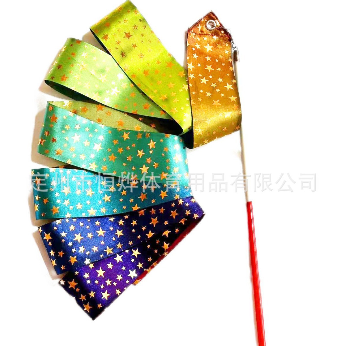 Picture of Ribbon Ribbon Gymnastics Ribbon 2m Double-Sided Gradient Color Hot Stamping Stars Kidsren's Toys Dance Ribbon Ribbon