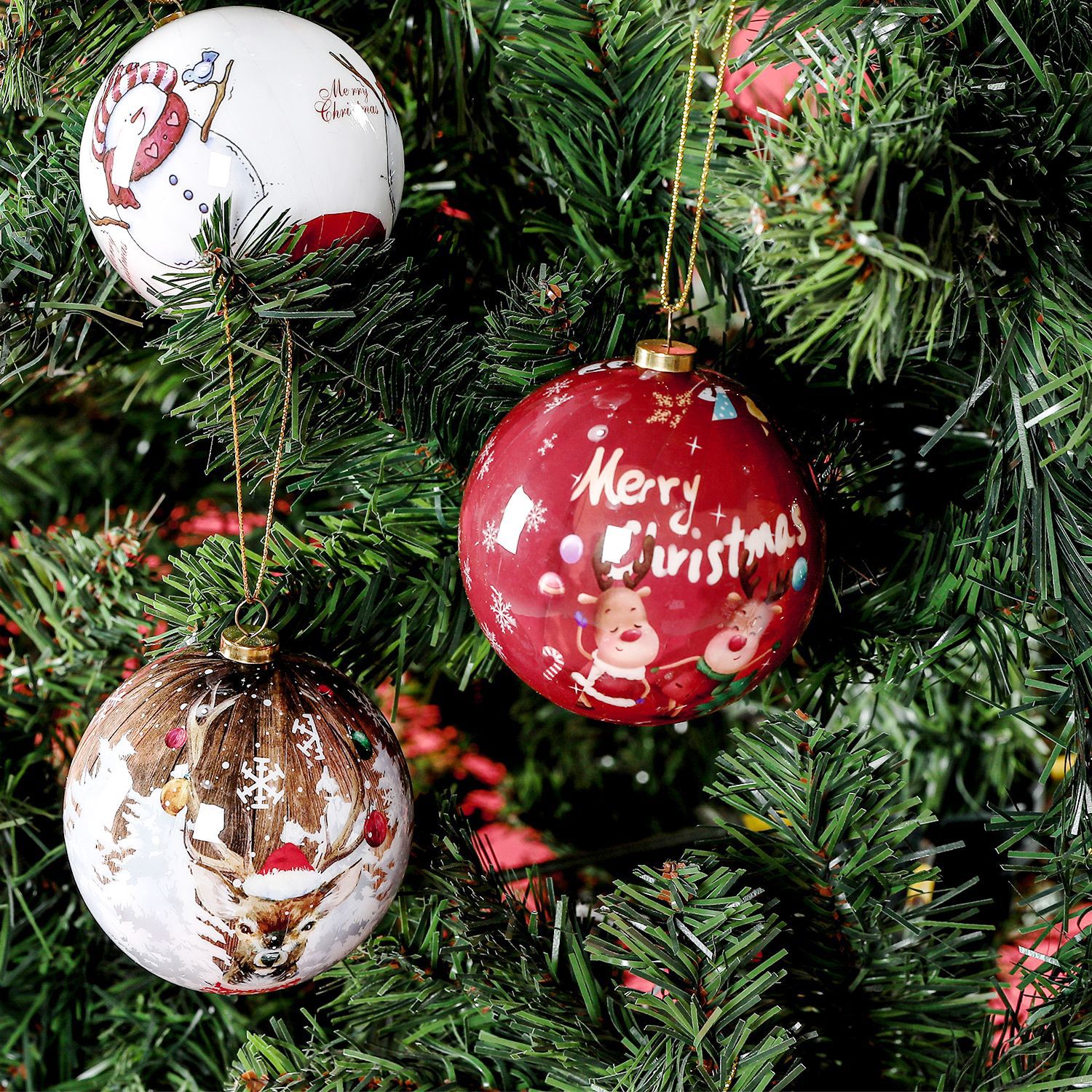 Bulk Creative Christmas Ball Foam Ball Color Printing Paper Christmas Tree Decorations Pendant Hotel Window Props