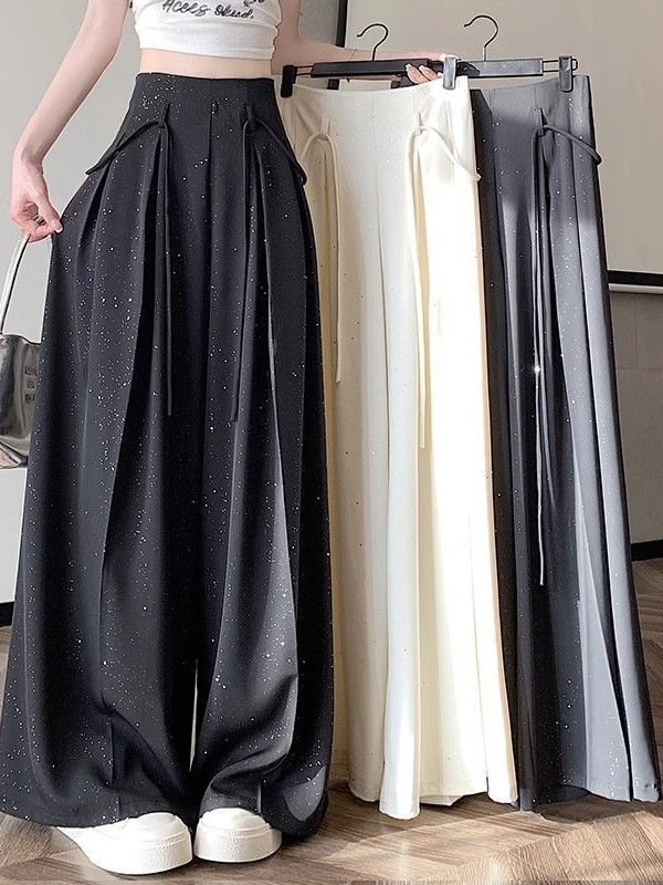 Summer new wide-leg suit skirt pants, women's high-waist casual pants, casual fashionable loose long drape pants wholesale