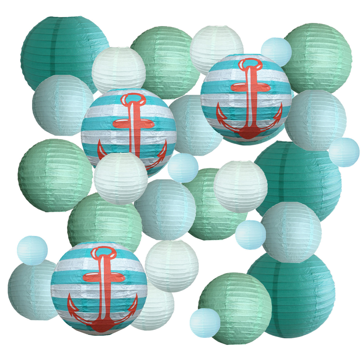 Picture of Spring, Summer, Autumn and Winter Colorfulful Paper Lanterns Round Foldableable Paper Art Combination Set Hanging Lanterns