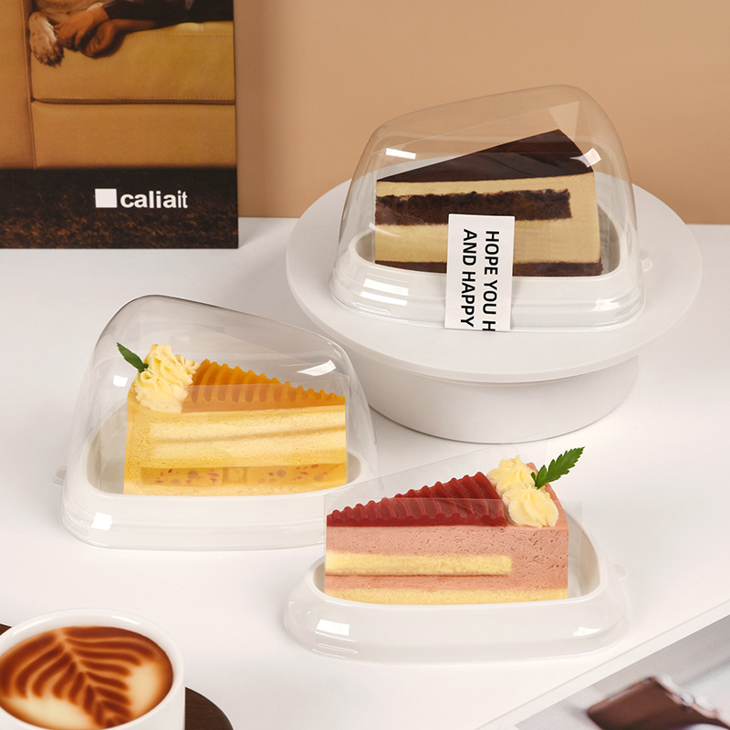 Triangle Cut Cake Anti-fog Mousse Durian Lasagna Rainbow Blister Transparent Birthday Cake Packing Box