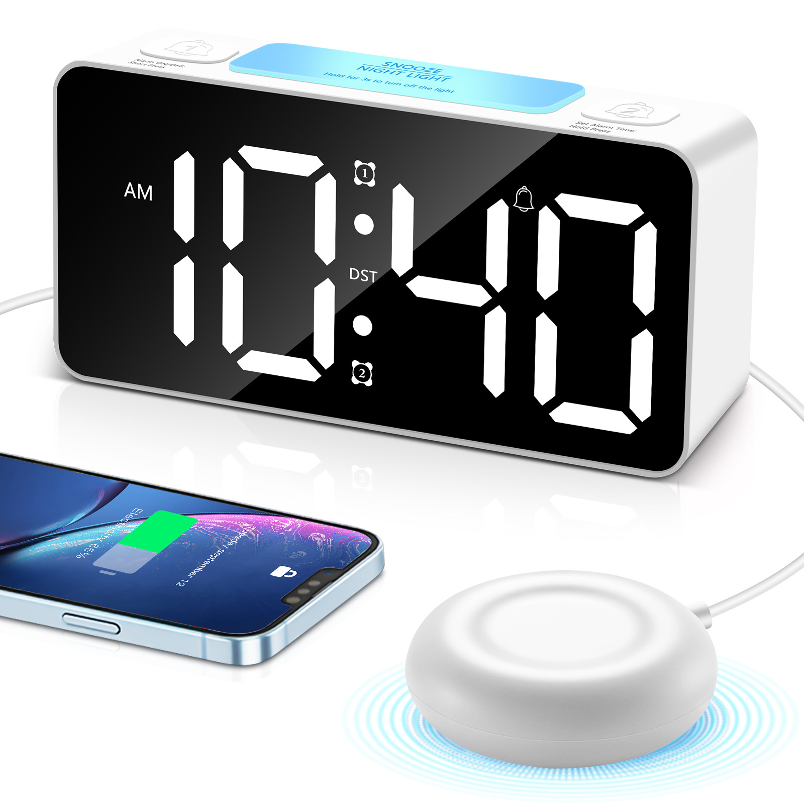 2020SD RGB Large Screen Big Sound Vibration Blind Alarm Clock 15 Screen Colors, Factory Outlet