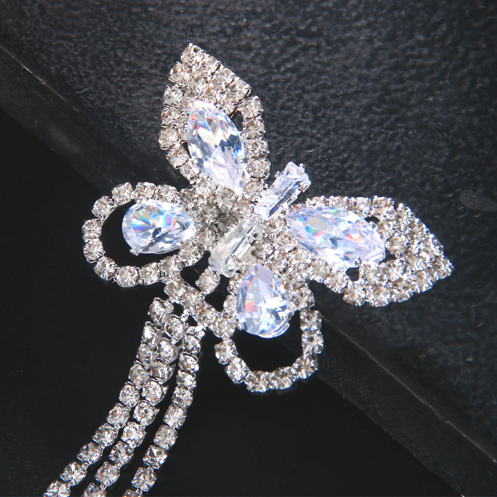 Picture of European and American cross-border rhinestone butterfly chest stickers female sexy tassel body chain nightclub party accessories body chain