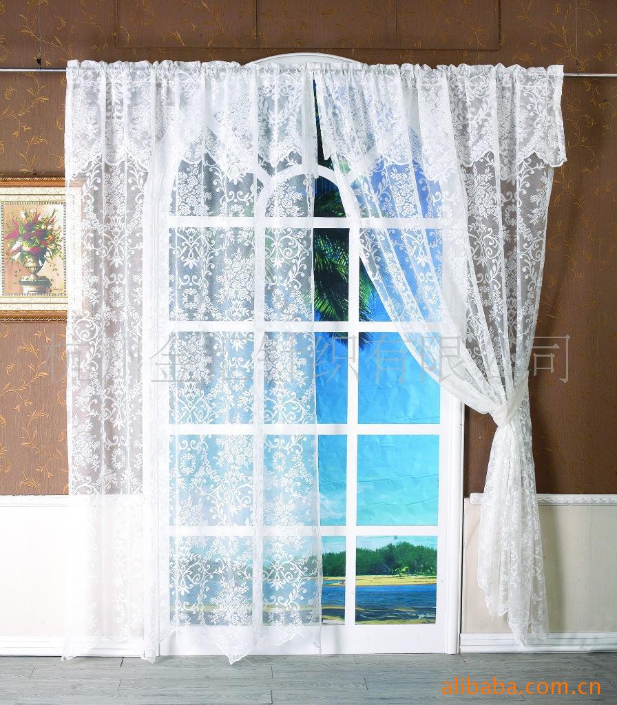 Curtain Korean Transparent White Warp Knitted Lace Curtain White Window Screen Custom Curtain for Bedroom and Living Room