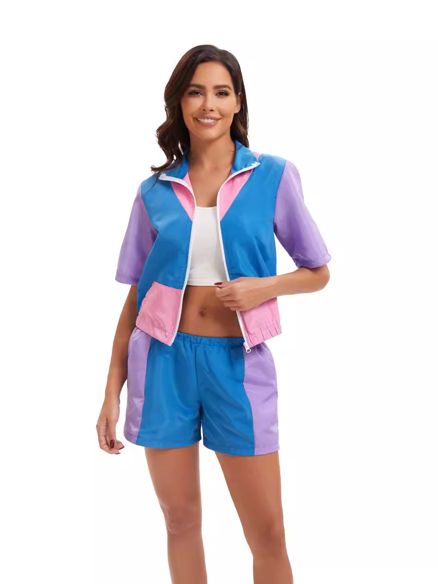 Carnival Disco Retro 80 s Trendy Fashion Zipper Sportswear Women Hip Hop Stage Performance suit
