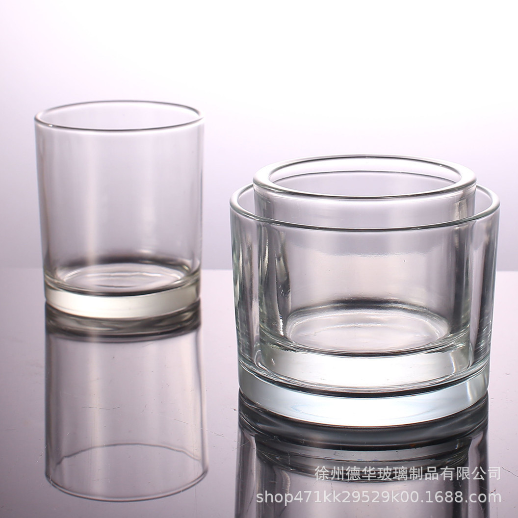 Picture of Transparent candle cup glass jar bedroom romantic Candlestick cup color frosted glass container aromatherapy empty cup with lid