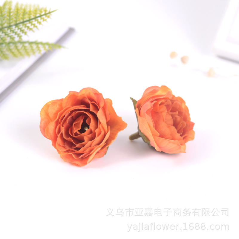 Picture of Artificial Flower Head diy Handmade Accessories Headgear Flower Court Color Flower Morandi Color Tea Rose Fragrant Princess Peony