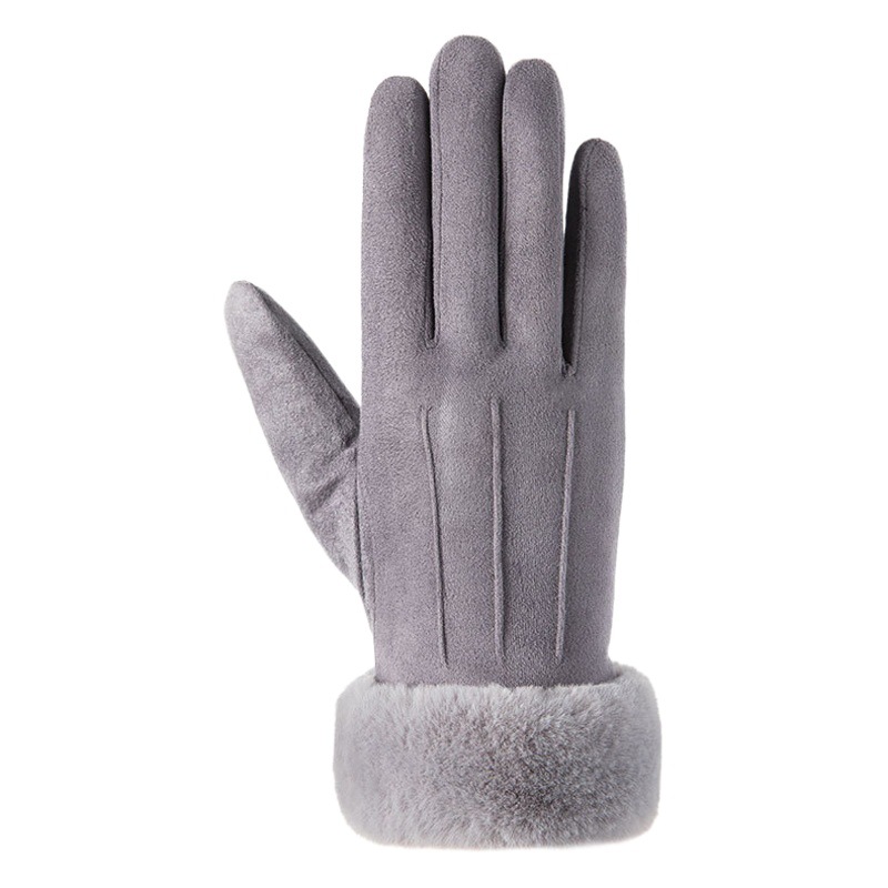 Warm Gloves N915 Women's Winter Suede Double-Layer Fleece-Lined Thickened Cycling Touchscreen Wholesale Manufacturer Derong