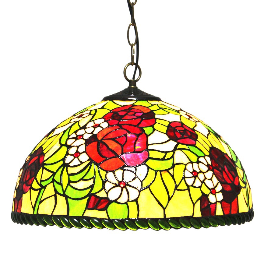 Huiyuan Tiffany European 16inch Hotel Candle Villa Lamp Butterfly Restaurant Chandelier Room Rose Led
