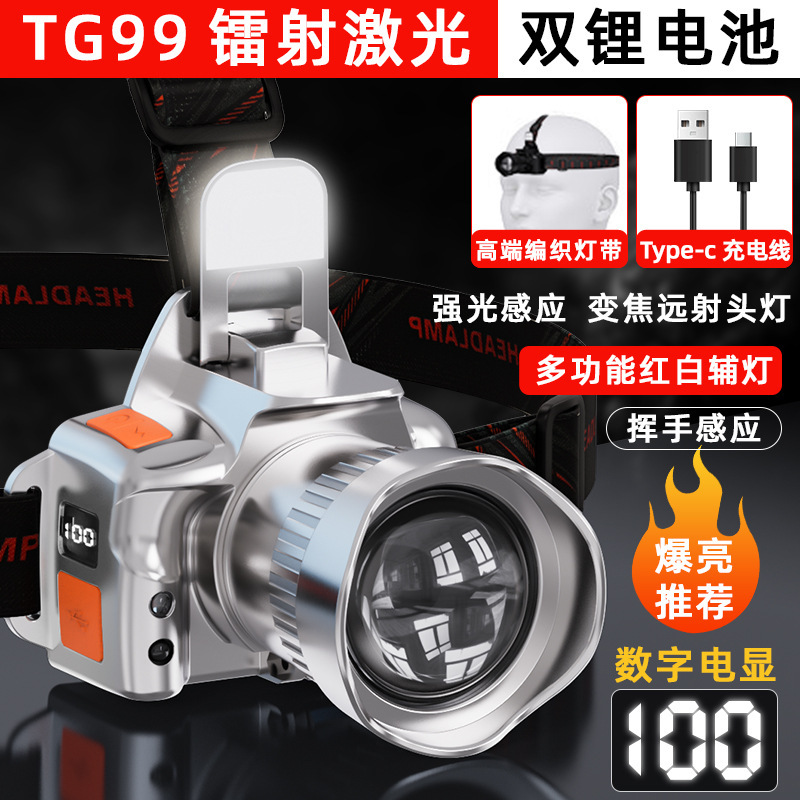 Picture of New Camera Strong Light Induction Headlamp Home Outdoor Zoom Long Range Charging Long Endurance Night Riding Adventure Night Fishing