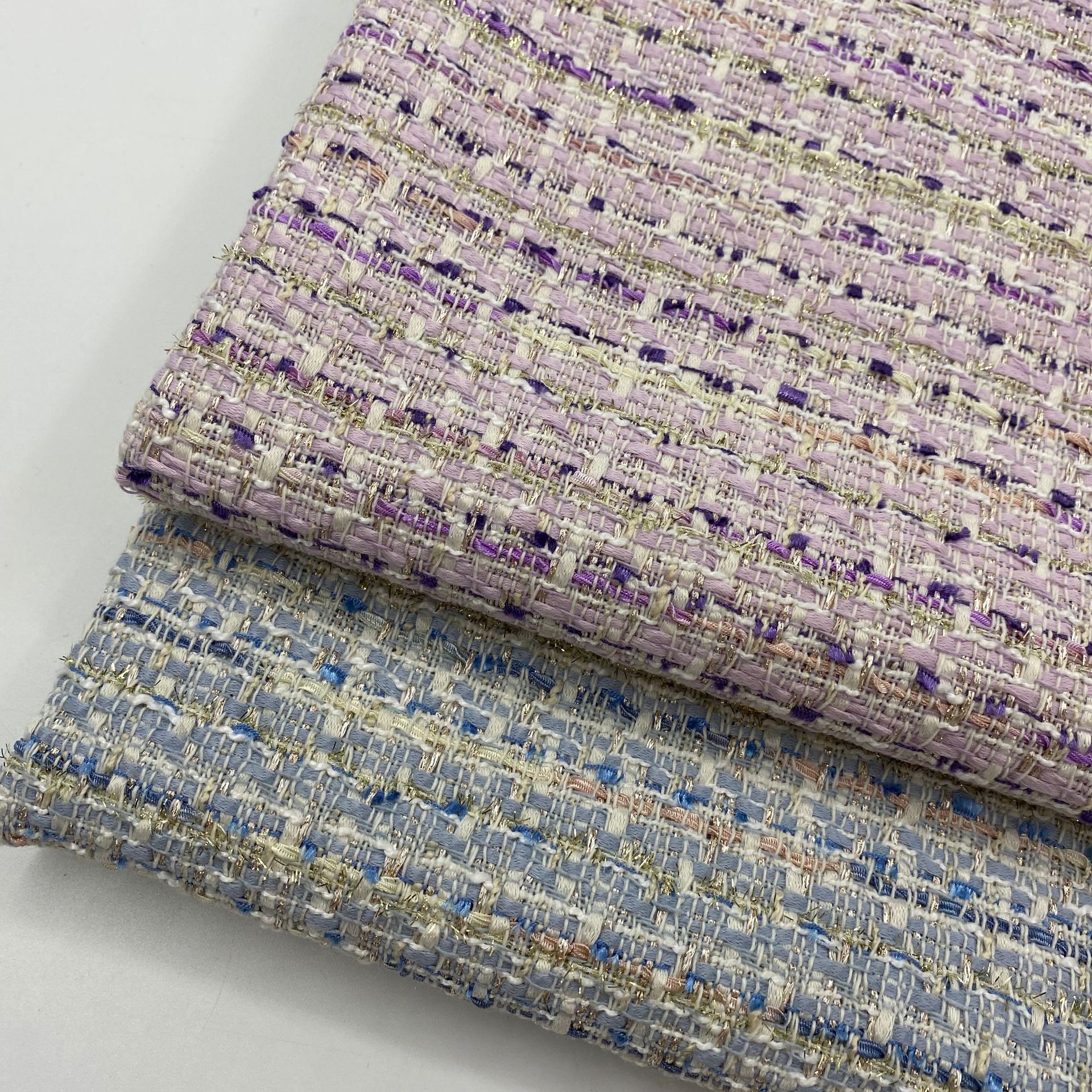 Woolen Tweed Chanel Fabric Coarse Flower Woven Tweed Fabric Chanel Plaid Fabric