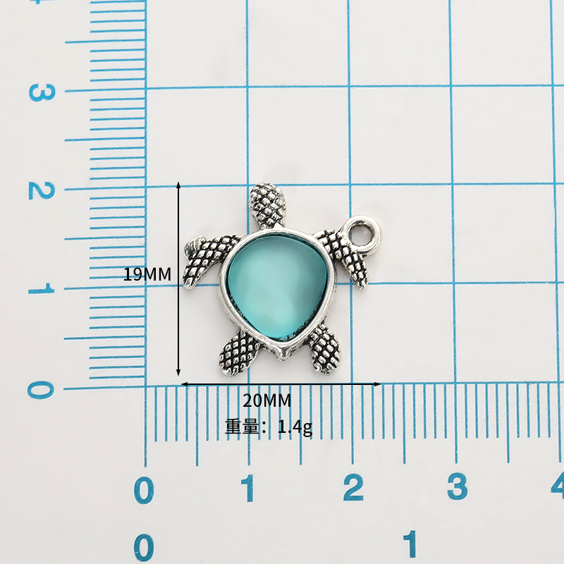 Picture of Foreign trade hot sale retro alloy simulation Diamond tortoise pendant Xizang silver DIY bracelet necklace pendant Accessories Wholesale