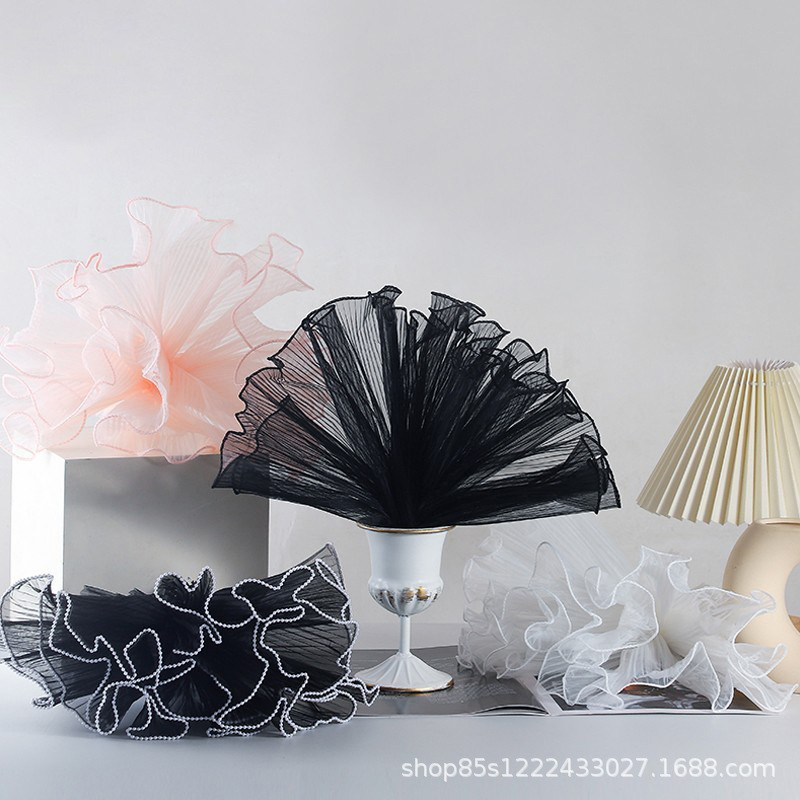 Spray yarn bouquet packaging mesh pleated ruffled mesh flower floral diy bouquet packaging material