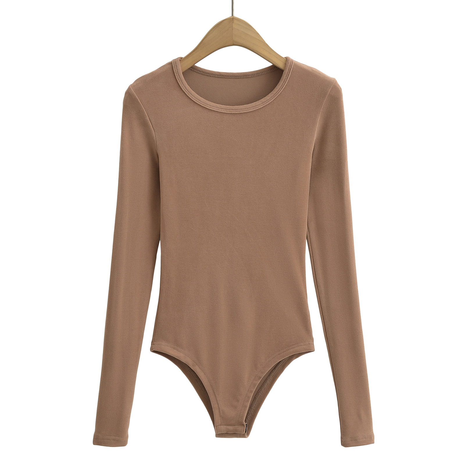 Picture of European and American hot girl style INS round neck Sexy Slim-fit brushed long-sleeved bottoming T-shirt women's solid color stretch tight jumpsuit
