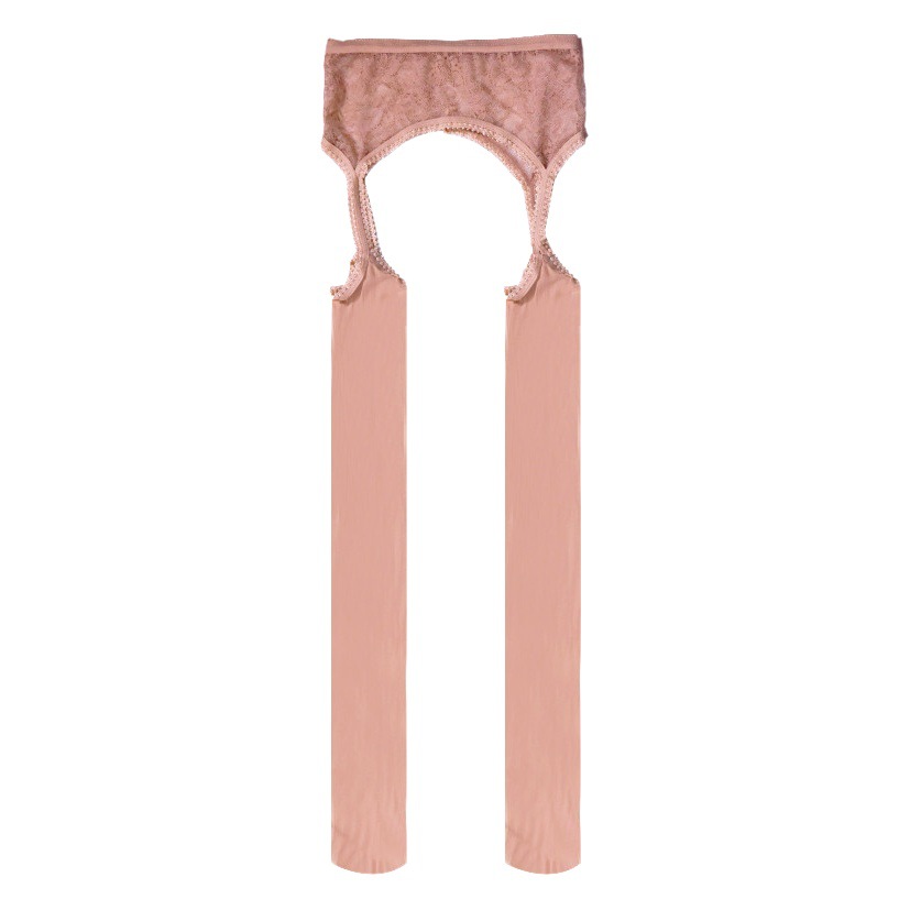 Little Hongniang 8D Oil and Light Integrated Socks Lace Garter Stockings Black High Permeable Oil and Light Free Four-sided Hollow Ultra-thin Silk Stockings