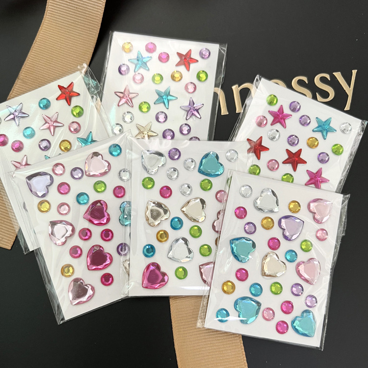 Picture of Mini Colorful Diamond Sticker Accessories Cross-Border DIY Diamond Stickers Acrylic Diamond Stickers Stars Heart Gem Stickers