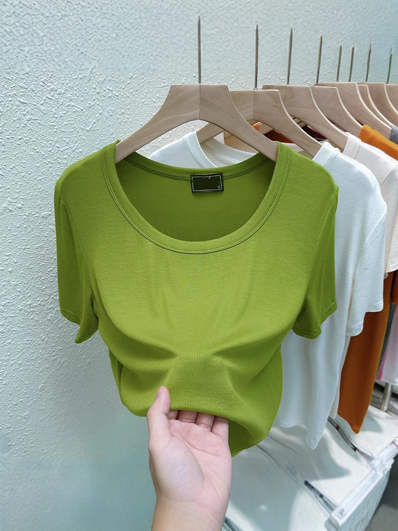 Shirt Women's T-Shirt Top T-Shirt Women's Inner Wear White Spring Low Collar Slim Slim Bottoming Shirt Bottoming 2025