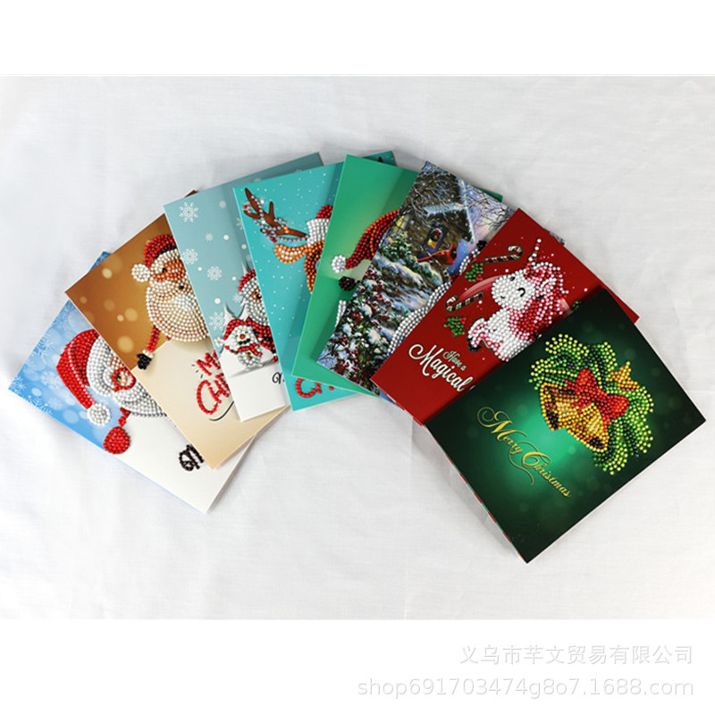 Cross-border Christmas DIY greeting card diamond painting 5D creative Diamond painting foreign trade holiday blessing piece one-piece delivery