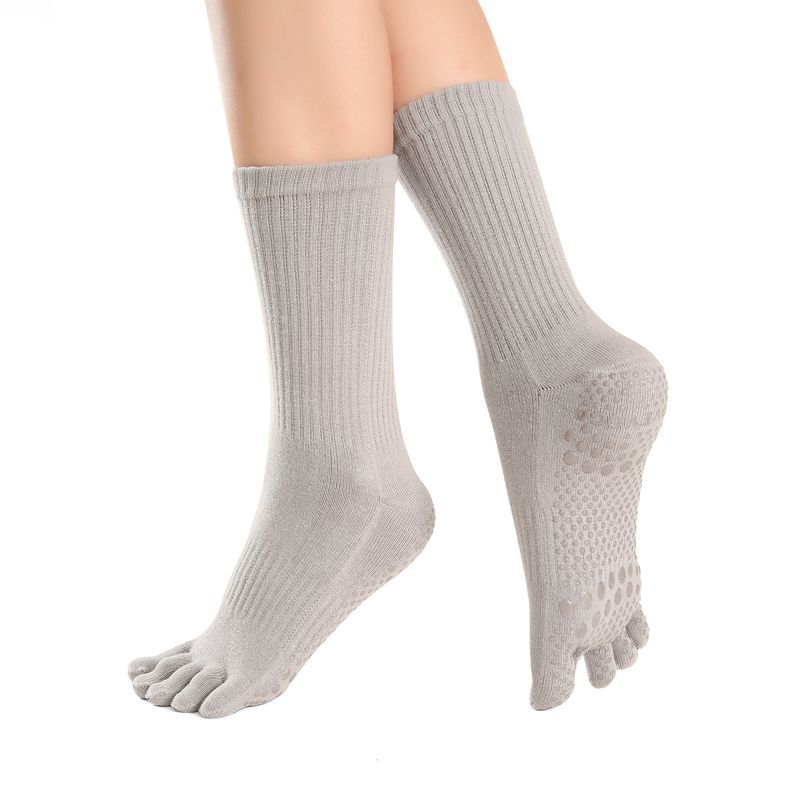Picture of Yoga Socks for Women, Professional Non-Slip Socks, Mid-Calf Cotton Long Sports Socks, Calf Socks, Floor Five-Finger Yoga Socks