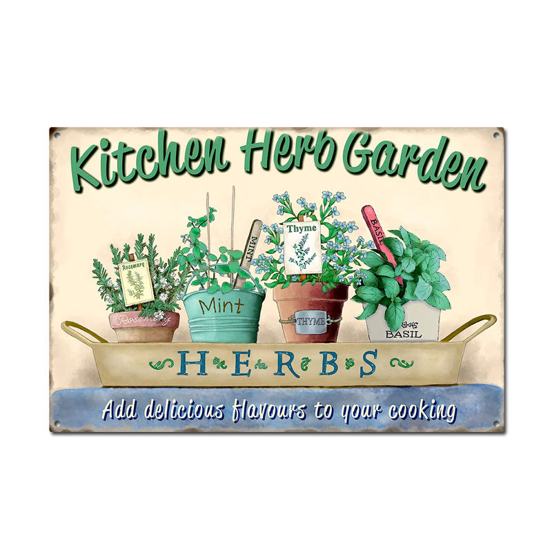 Picture of Cross-border American Country Retro Flower Figure Tin Painting Garden Pastoral Balcony Wall Wall Wall Old Decoration Pendant