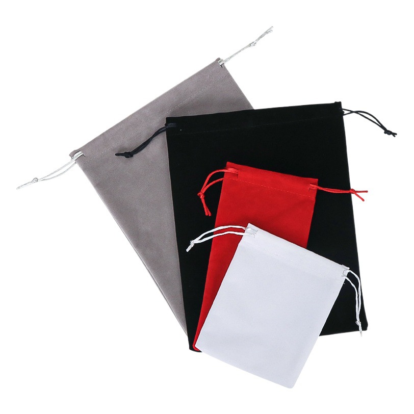 Double-sided flocking drawstring pocket thickened black jewelry headphones spot high-end storage packaging bag wholesale