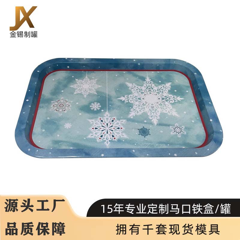 Christmas Series Rectangular Tin-Plated Iron Tray Manufacturer Makes Large Fruit Iron Tray Easter Candy Tray