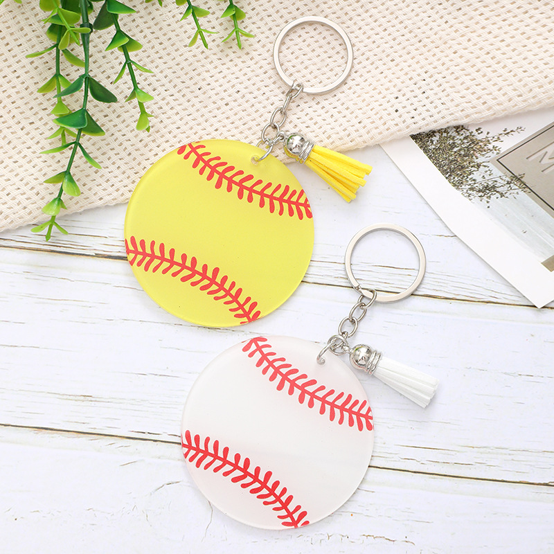 New Sports Style Baseball Acrylic Keychain Tassel Pendant Women's Bag Auto Accessories Pendant