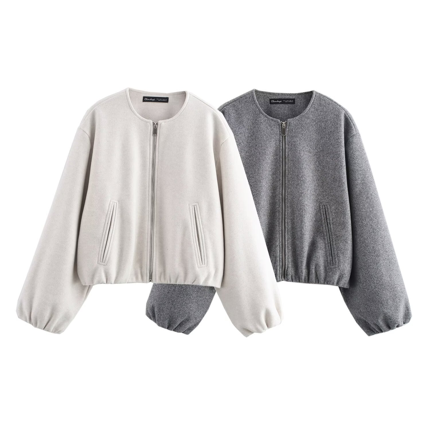 Cross-border women's clothing wholesale 2024 autumn European and American-style fashion elastic hem soft zipper jacket coat