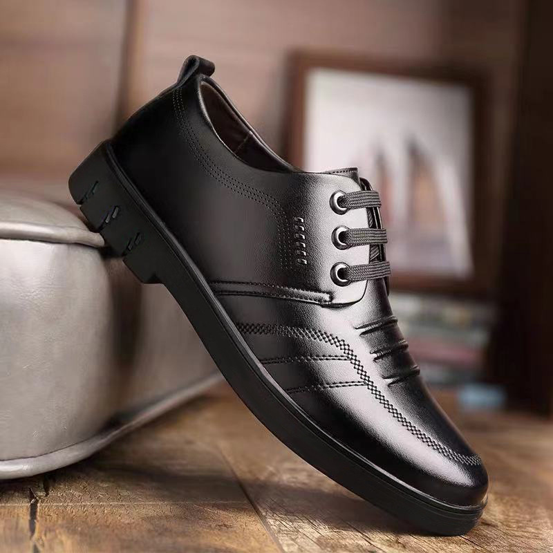 Men's Shoes 2024 Spring Men's Casual Leather Shoes Korean Style Round Toe Soft Sole Foreign Trade Wholesale Business British Comfort Shoes