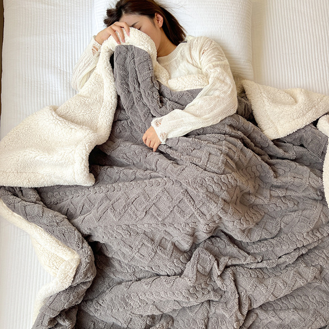 Picture of Thickened Coral Fleece Flannel Lamb Fleece Blanket Nap Sofa Blanket Office Shawl Air Conditioning Blanket