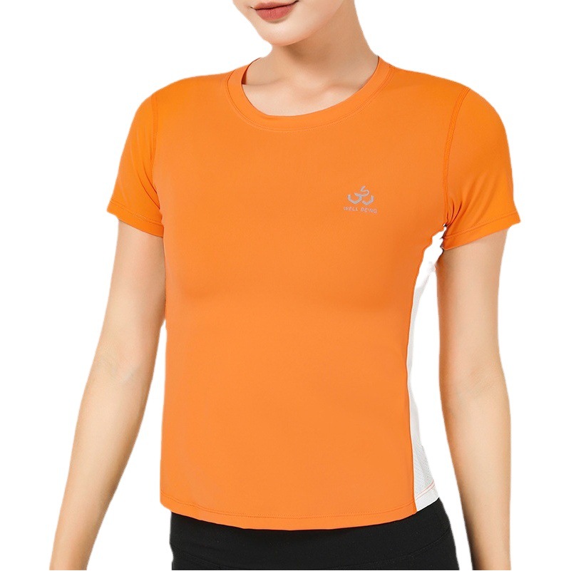 Women's Short-sleeved T-shirt Comfortable Loose High Elastic Fitness Basketball Sportswear Vest Short-sleeved Side White T-shirt